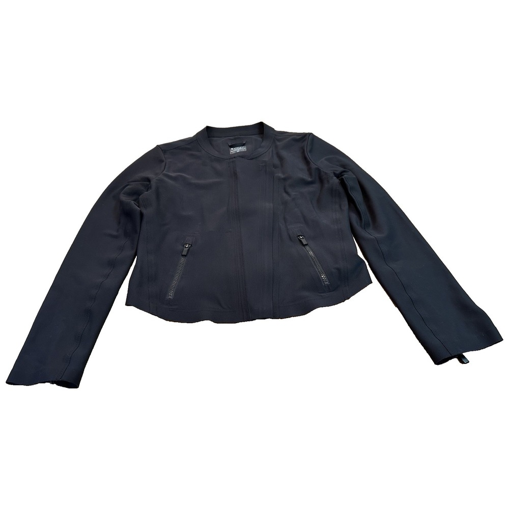 Athleta Stellar Blazer Black Stretch Double Zip Womens Coat Jacket Size XS‎